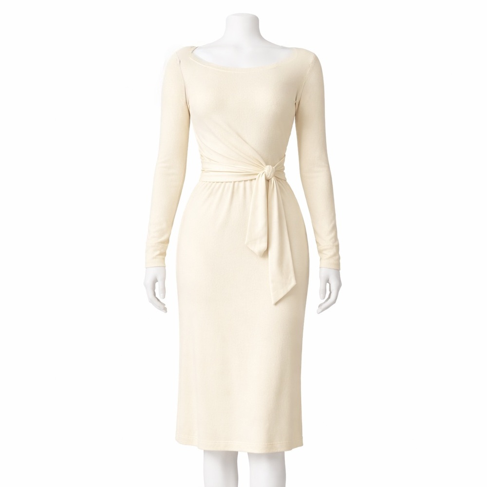 Vintage 70’s 80’s St. John Santana Knit Dress Ivory Cream Wedding Bride Size S - Picture 8 of 12